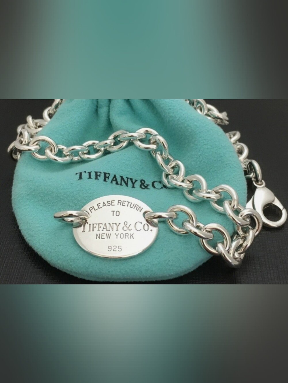 Tiffany & Co. Silver Return to Tiffany  Oval Tag Necklace